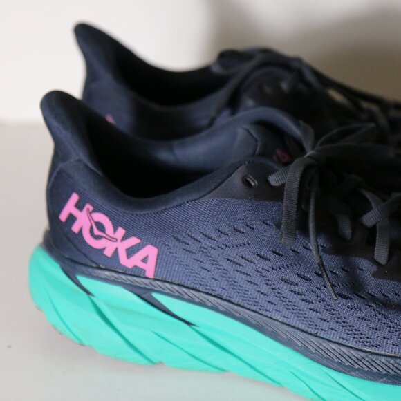 Hoka Women Clifton 8 Outer Space Atlantis 10.5 Navy Purple Shoes Running 1119394 - Picture 2 of 9